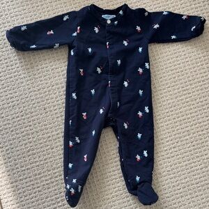 Jacadi Dark Blue Footie with Bear Pattern